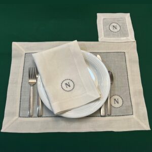 Placemat Napkin N monogram